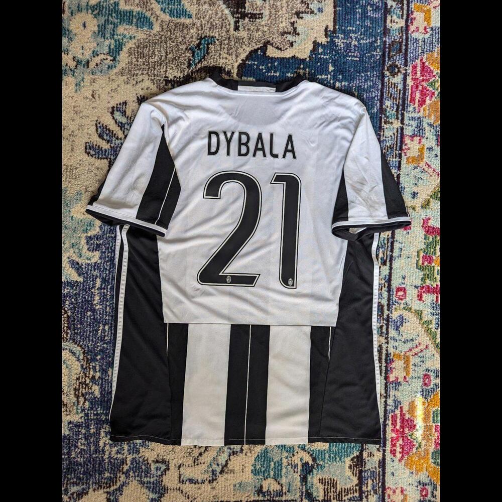 Juventus 2016-17 Home Dybala Soccer Jersey La Joya Authentic Adidas Kit Mens XL